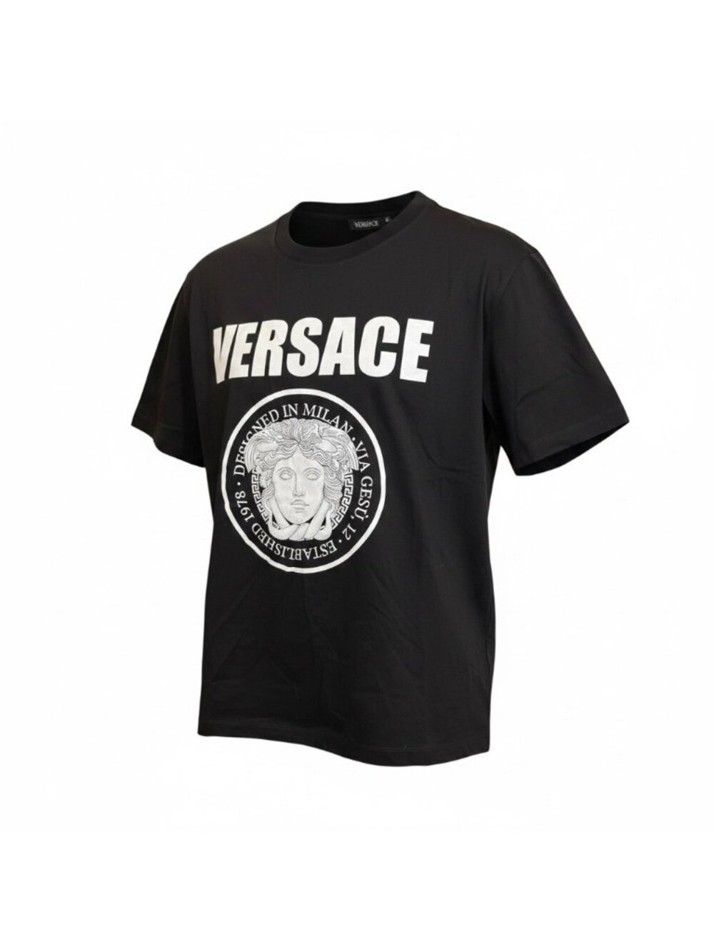 Versace Mens Black Logo Medusa Graphic T-Shirt Size L NWT